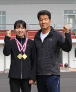 전국종별육상경기대회에서 2관왕을 차지한 해남군청 육상팀 신미란 선수(사진,좌)와 박한수 감독.